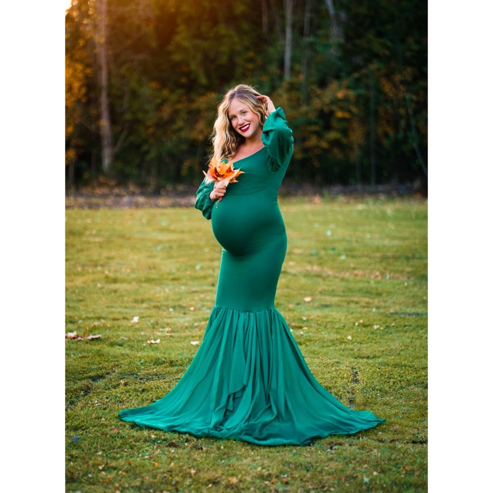 Elegant Green Maternity Dress